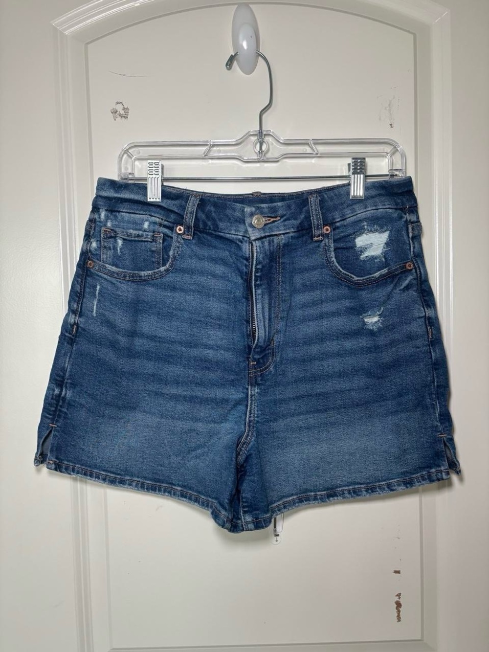 American Eagle Outfitters Indigo Distressed High-Rise Denim Shorts